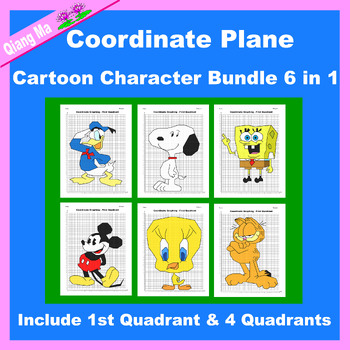 Preview of Cartoon Character Coordinate Plane Graphing Picture: Bundle 6 in 1