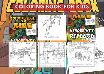 Preview of Cartoon Coloring & Activity Book for Kids Herobrine's Revenge Minecraft Theme