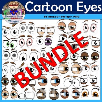 Preview of Cartoon Eyes Clip Art Bundle (Male and Female, Emotions, Silly, Angry)