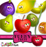Cartoon Fruit Character Clip Art Set