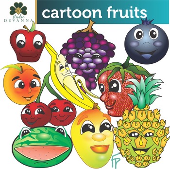 Preview of Cartoon Fruits Clip Art