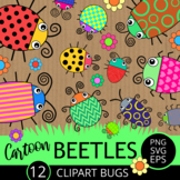 Cartoon Garden Leaf Beetles Clipart Set