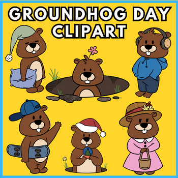 Preview of Cartoon Groundhog Day Clipart - February Clip art