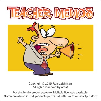 Preview of Teachers Memos Cartoon Clipart for ALL grades
