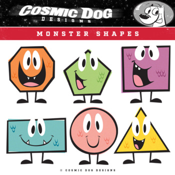 Preview of Geometry Shapes Math Clip Art Fun Cartoon Monster Set