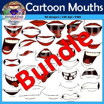 Preview of Cartoon Mouths Clip Art Bundle (Emotions, Happy, Angry, Laughing)