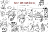 Cartoon Native American Indian Couple History Coloring Act