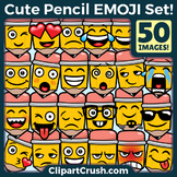 Cartoon Pencil Emoji Clipart Faces / Pencil Writing Emojis