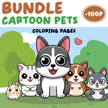Preview of Cartoon Pets dog cat bird hamster rabbit coloring pages