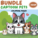 Cartoon Pets dog cat bird hamster rabbit coloring pages