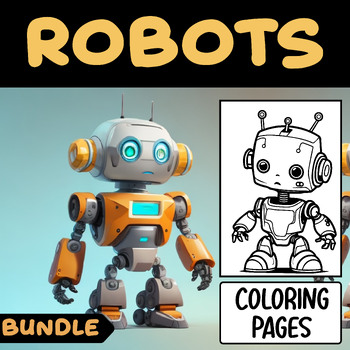 Preview of Cartoon Robots coloring pages Bundle