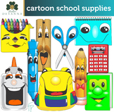 Cartoon School Supplies Clip Art - Back to School