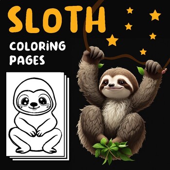 Preview of Cartoon Sloth Cute Animal coloring pages