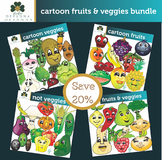 Cartoon Style Fruit And Vegetable Clip Art Bundle