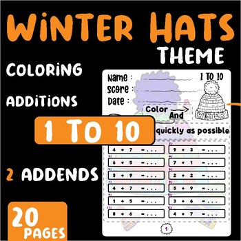 Preview of Cartoon Winter Hats , bonnet Additions Up to 10 + Coloring (Level 1)