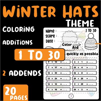 Preview of Cartoon Winter Hats , bonnet Additions Up to 30 + Coloring (Level 3)