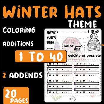Preview of Cartoon Winter Hats , bonnet Additions Up to 40 + Coloring (Level 4)