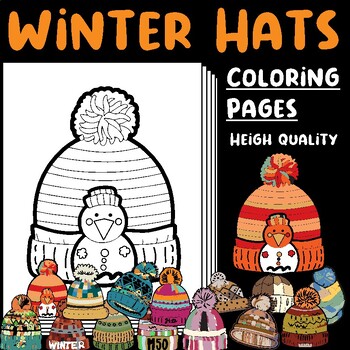 Preview of Cartoon Winter Hats Art, bonnet coloring pages / Cute Winter Bonnet Pages