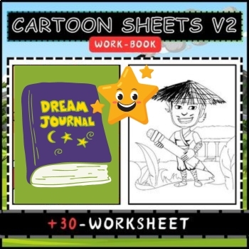 Preview of Cartoon coloring book coloring page sheets for kids v2