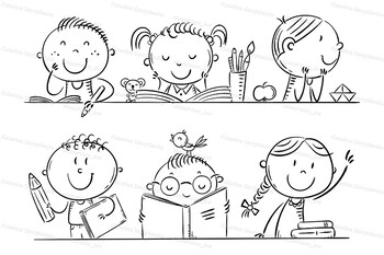 children in classroom cartoon