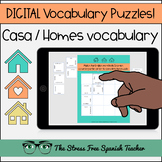 Casa Homes Housing Vocabulary Spanish DIGITAL Vocabulary Puzzles