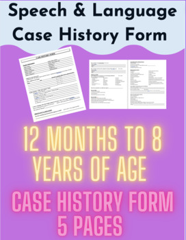 Preview of Case History Form - Speech and Language Therapy
