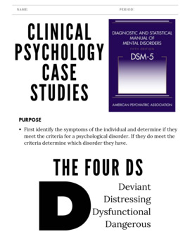 Preview of Case Studies | Abnormal Psychology *Editable