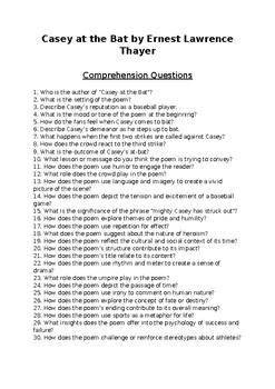 Casey at the Bat 30 Reading Comprehension Questions Test by 101 Books