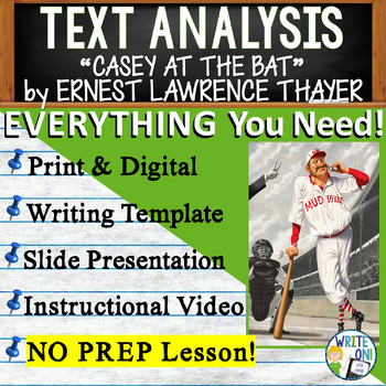 Preview of Casey at the Bat - Text Based Evidence - Text Analysis Essay Writing Lesson