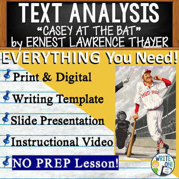 Casey at the Bat Text Analysis Writing Prompt, Text Based Evidence ...