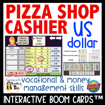 Preview of Cashier work in Pizza shop Vocational Skills USD Boom Cards