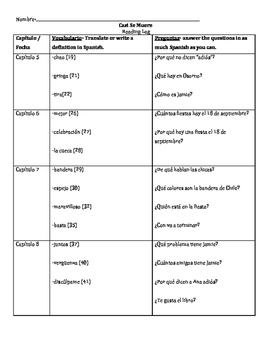 Casi Se Muere Reading Log By Ms G S Resource Bank Tpt