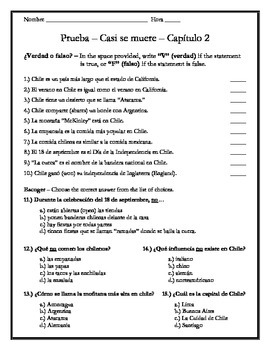 Casi Se Muere Ch 2 Quiz By Save Me Spanish Teachers Pay Teachers