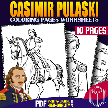 Preview of Casimir Pulaski Coloring Pages Worksheets: Engaging Activities for Kids