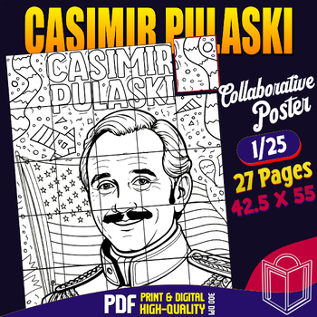 Preview of Casimir Pulaski Tribute: Collaborative Poster Art Coloring Craft