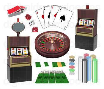 Casino Clipart - Las Vegas Digital PNG Graphics by DigitalDreamDoodles