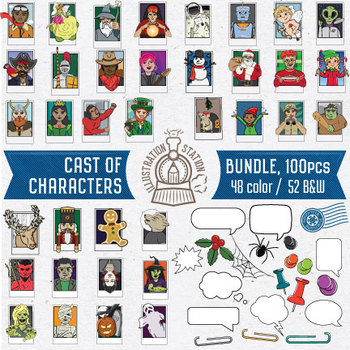 Preview of Cast of Characters 100 Pc. Clip Art Bundle, Writing Clip Art, People Clip Art