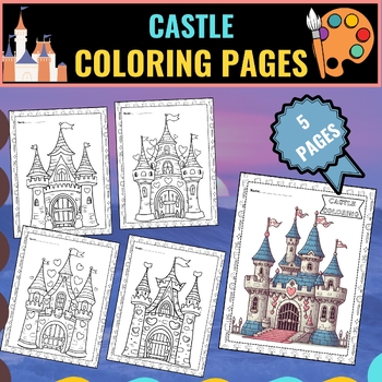 Preview of Castle Coloring Pages (5 Pages) - Last Week of School Celebration