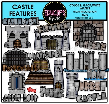 Preview of Castle Features Clip Art Bundle {Educlips Clipart}