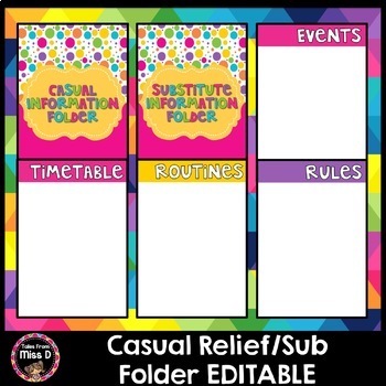 Preview of Casual Relief/Substitute Teacher Information Folder Editable