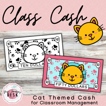 Preview of Cat Class Cash: Themed Money for Classroom Economy