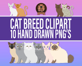 PNG Cats Clipart - Sitting Cat Breeds, Hand Drawn Digital 