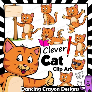 Preview of Cat Clip Art with Signs - letter C in Alphabet Animal Series