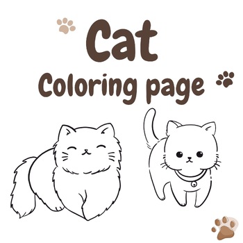 Preview of Cat Coloring -10 Printable coloring Pages