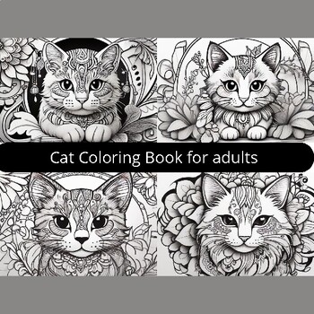 Preview of Cat Coloring Book for adults