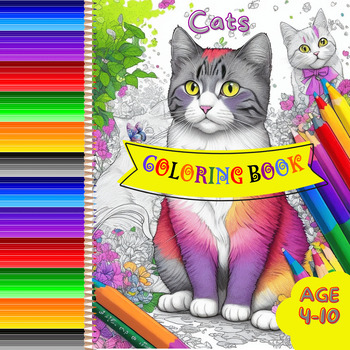 Preview of Cat Coloring Pages For Kids: 40 Amazing Coloring Activities
