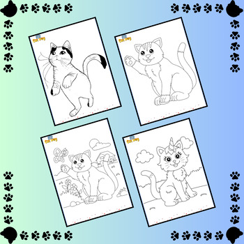 Cat Coloring Pages For kids Activity by Artful Hub | TPT