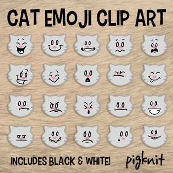 Cat Emoji Clip Art | Emoticons | Facial Expressions | Cute Cat ...