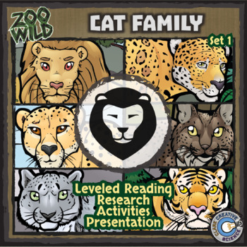 Preview of Cat Family (Felids) Activities - Set 1 - Reading, Printables, Slides & Digital 