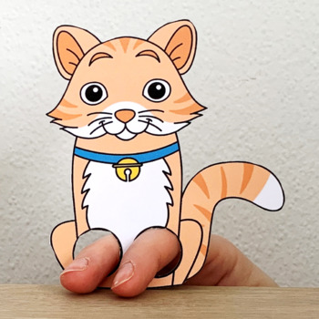 Cat Finger Puppet Printable Kitten Pet Animal Coloring Paper Craft Activity  Kids